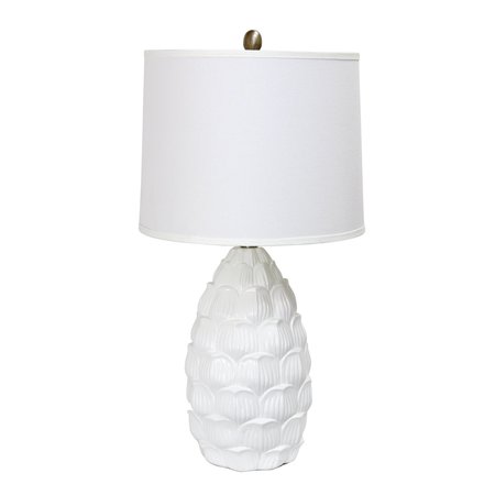 ELEGANT DESIGNS Resin Table Lamp with Fabric Shade, White LT3215-WHT